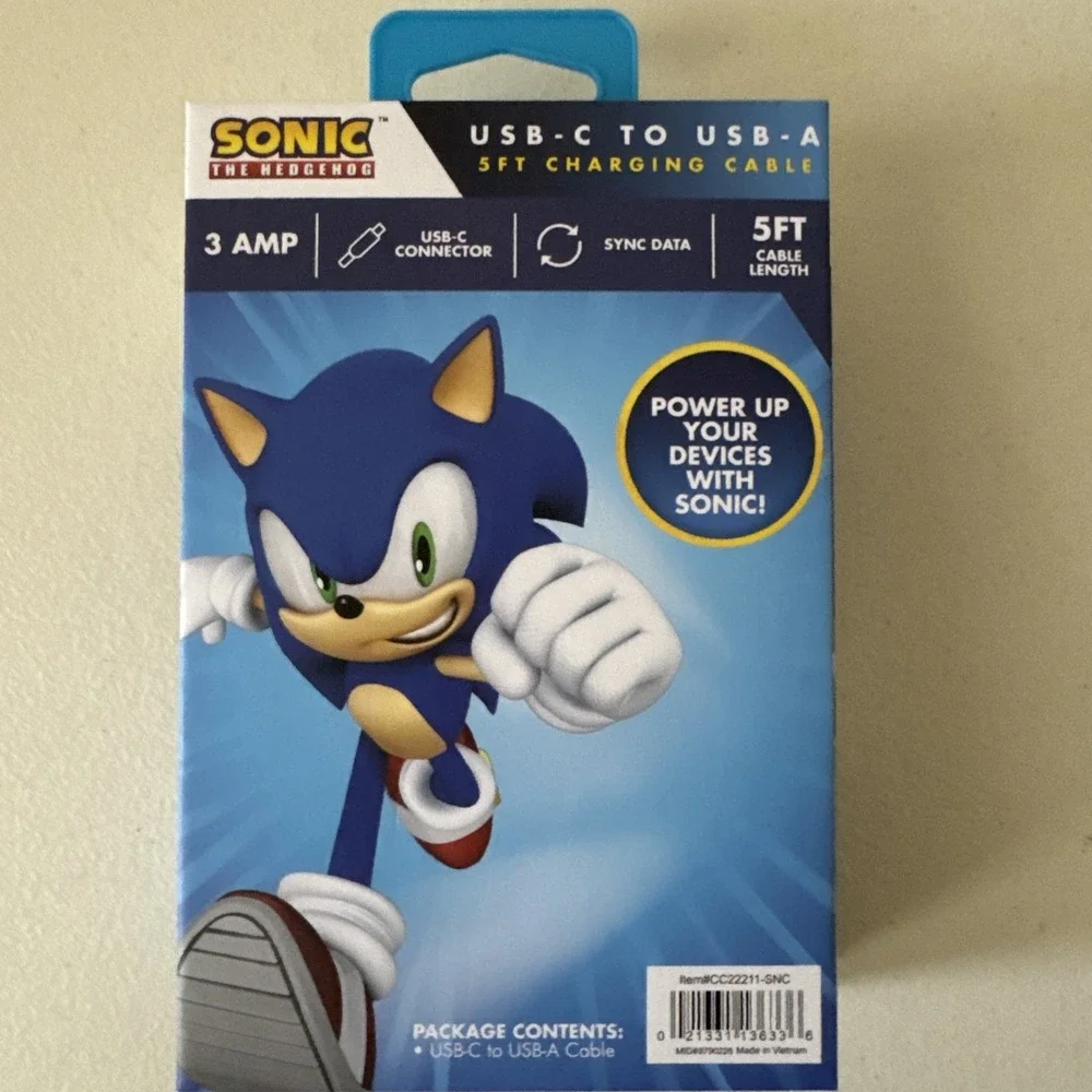 Sonic The Hedgehog 5 FT USB-C to USB-A Cable